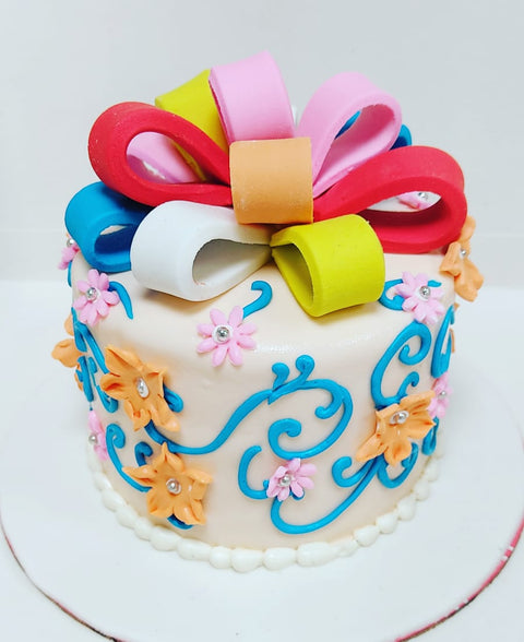 Floral gift box cake OC24