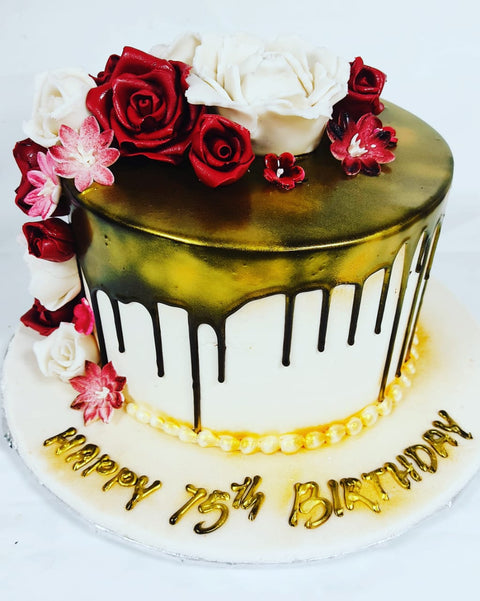 Golden drip cake OC32