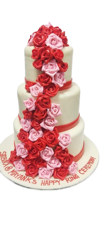 Red and pink rose tier cake OC68