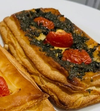 Three cheese and tomato croisstata (pesto)