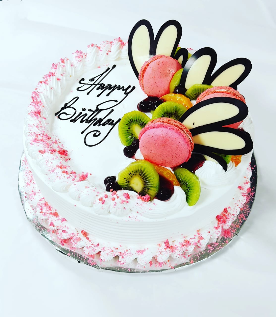 Fresh fruit & macaron cake OC14