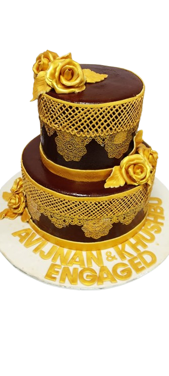 Brown golden sugar lace double tier cake  OC19
