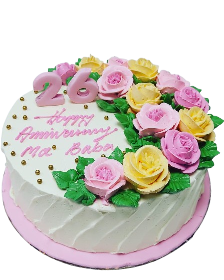 Cream floral cake OC26