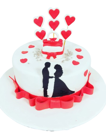Red and white engaged cake	OC8
